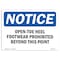 Signmission OSHA Notice, 5" Height, Open-Toe Heel Footwear Prohibited Beyond Sign, 7" X 5", Landscape OS-NS-D-57-L-17022 - alternate 1